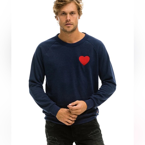 Aviator Nation Heart Embroidery Sweatshirt -Navy  Size 2XL ❤️ unisex - Picture 4 of 13